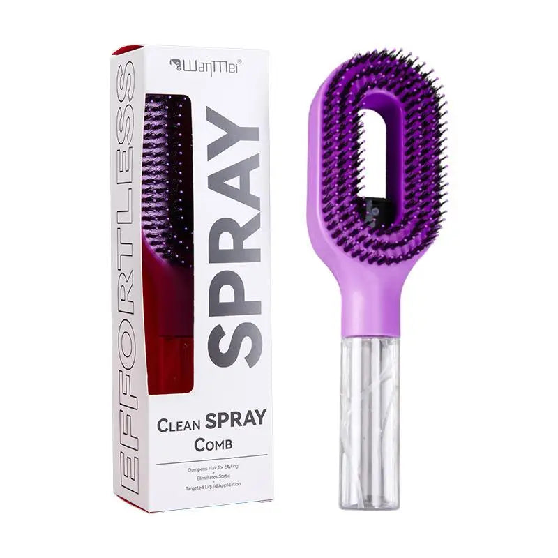 Spray Hair Brush Refillable Liquid Water Paddle Comb Anti Static Soft Zpaxo Purple