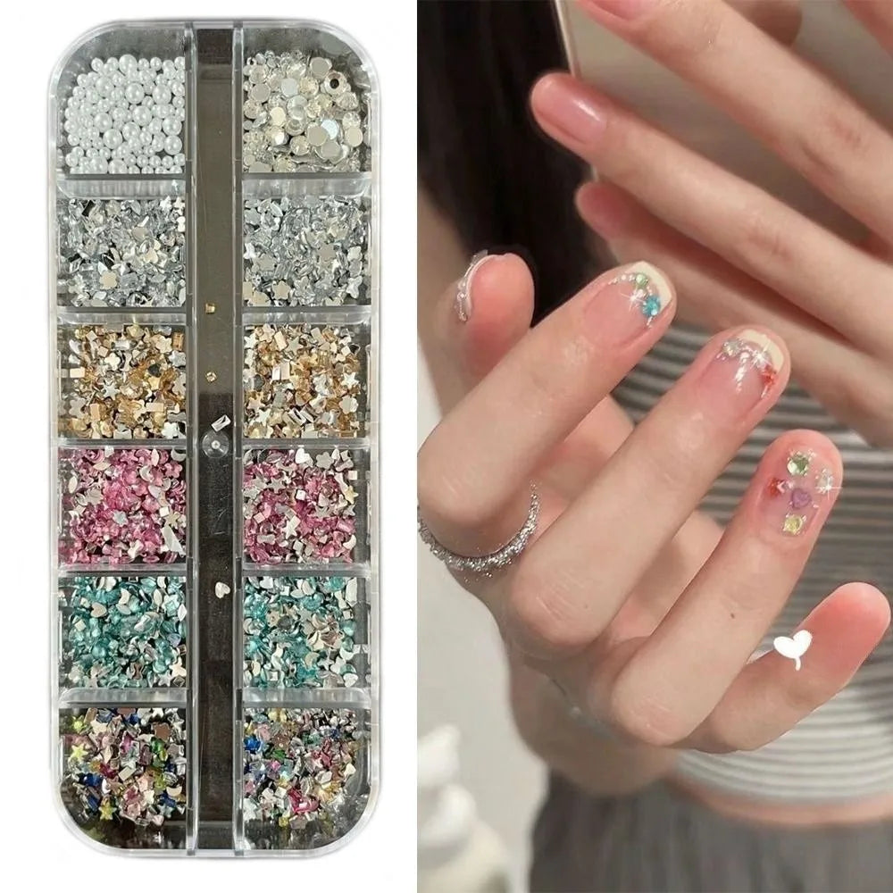 Colorful Nail Rhinestones Star Moon Round Square Mix Styles Nails Art Zpaxo