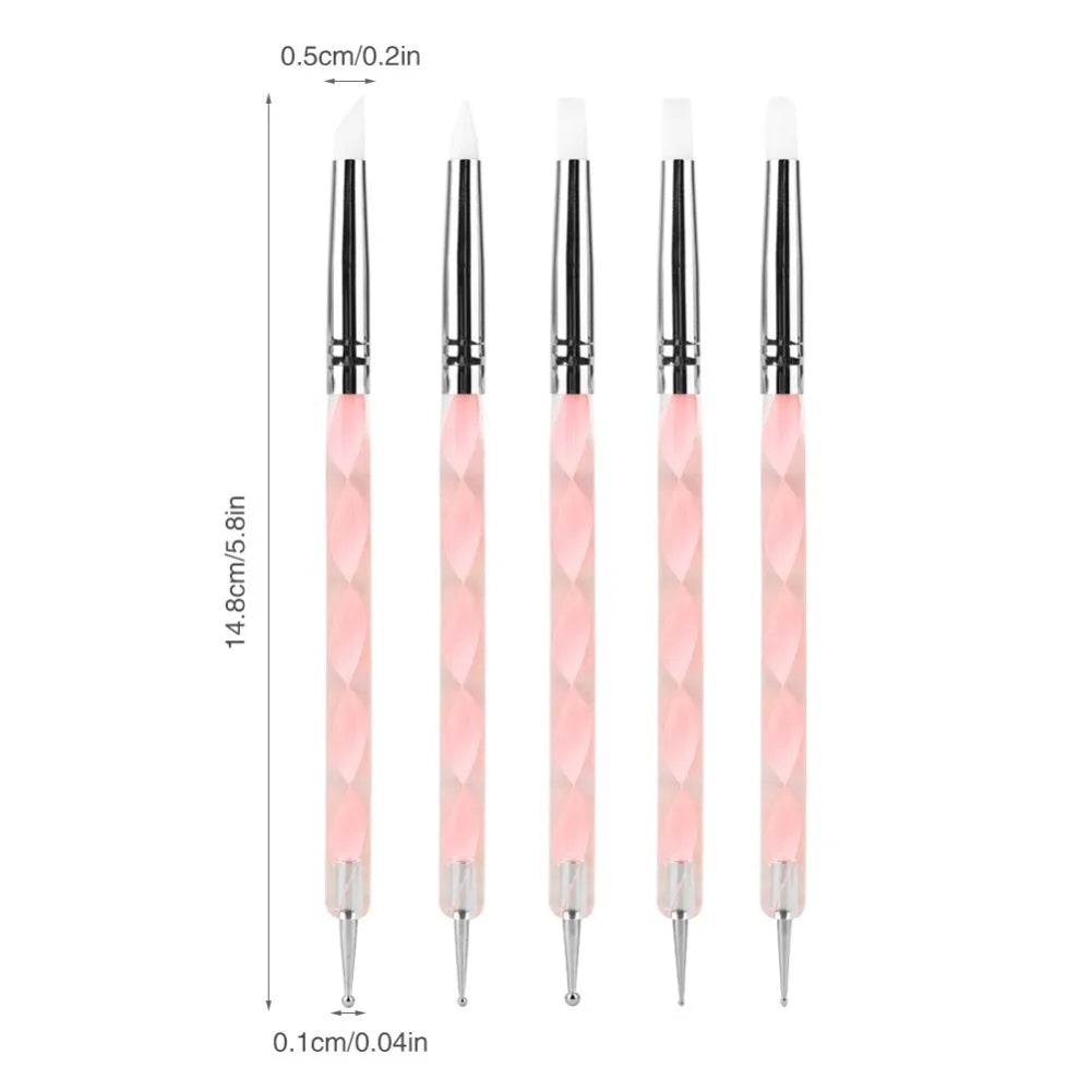 5 8 0 2 Nail Art Silicone Pens Double Ended Tip Sculpting Tools Multi Zpaxo Pink