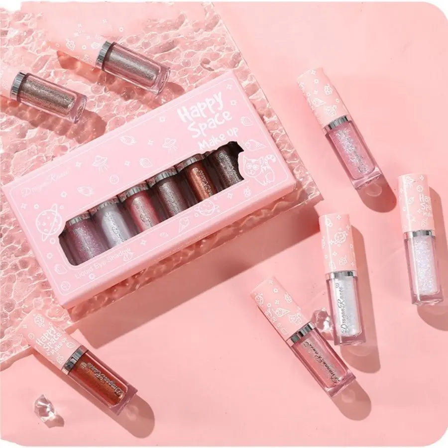 Liquid Eyeshadow Eight-Piece Set Box with Sparkling Fine Glitter, Shimmering Pearlescent Glitter, High-Gloss Brightening and Contouring Liquid Eyeshadow Zpaxo
