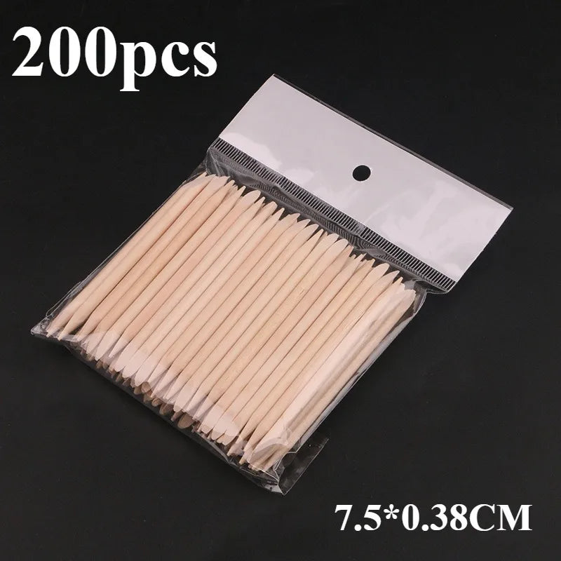 50/100/200/300pc/Set for Nail Different Sizes Orange Wood Sticks Cuticle Pusher Cuticle Remove Tool Manicure Pedicure Care nails Zpaxo 7.5CM 200pcs