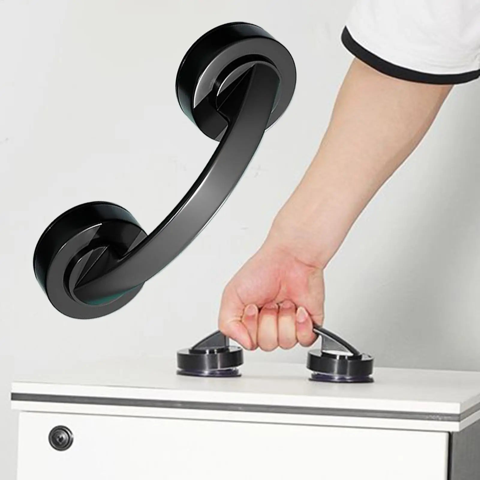 Suction Cup Shower Handle Glass Door No Drilling Grip Wand Push Pull