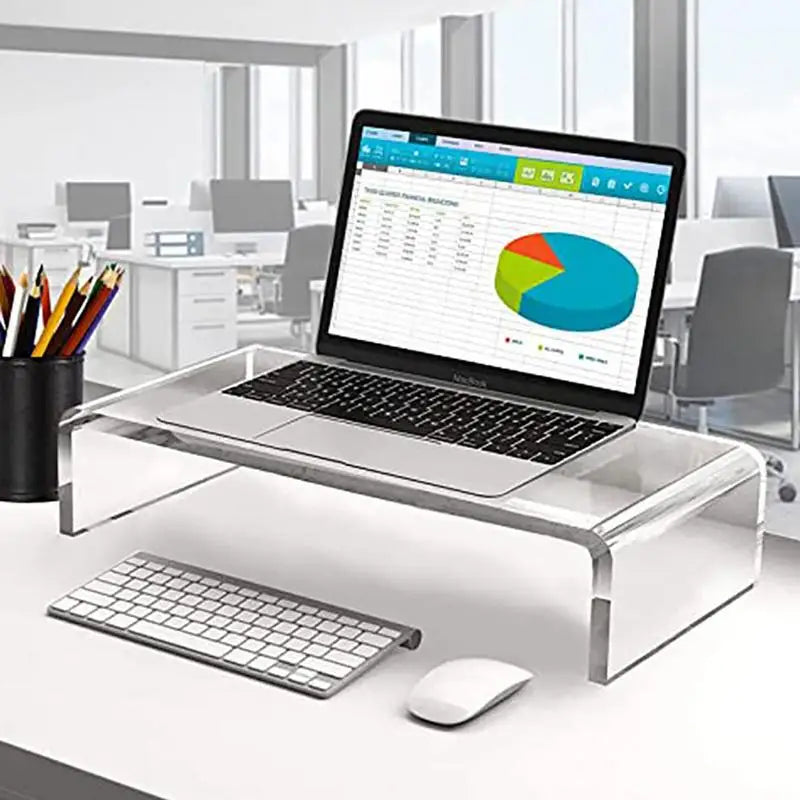 Acrylic Desktop Computer Monitor Stand Office Storage Notebook
