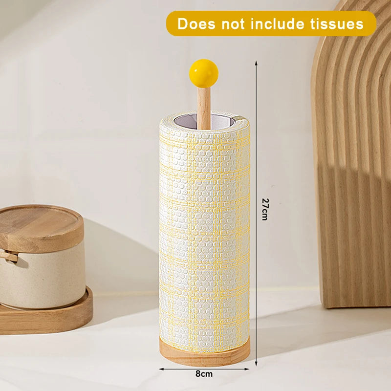 Kitchen Wooden Roll Paper Towel Holder Bathroom Tissue Vertical Stand Zpaxo Yellow