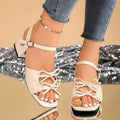 Summer Women's Comfortable Elegant Casual Heel Sandals Women Zpaxo Beige 42