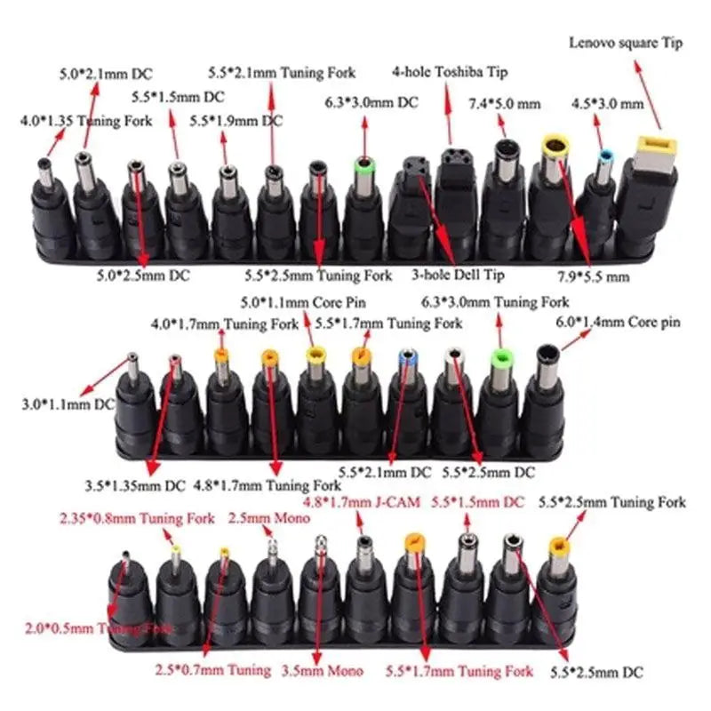 652F DC5.5x2.1 Laptops Power Adapter for Laptops Power Charging with 34PCS Barrels Plugs Zpaxo