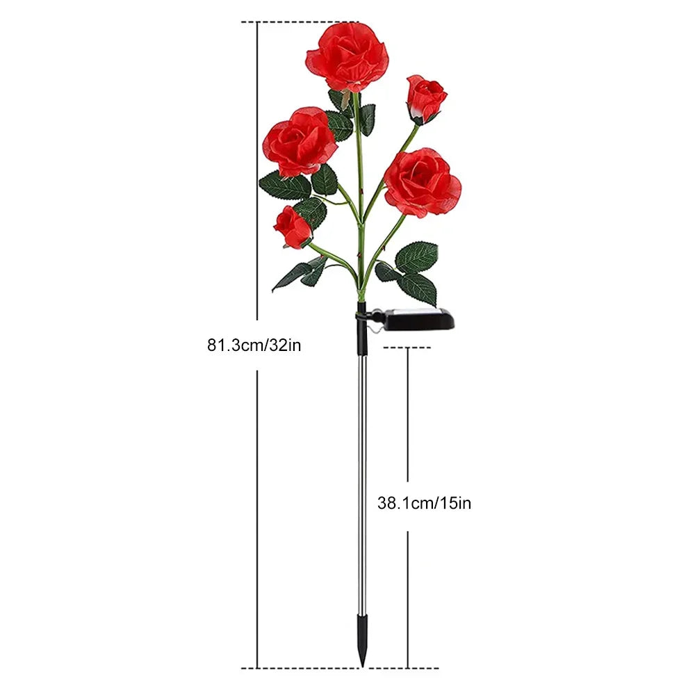 5 Heads Rose Solar Lamp Lights Outdoor Decoration Garden Lights for Yard Patio Garden Wedding Decor Fairy Lights Gardening Zpaxo