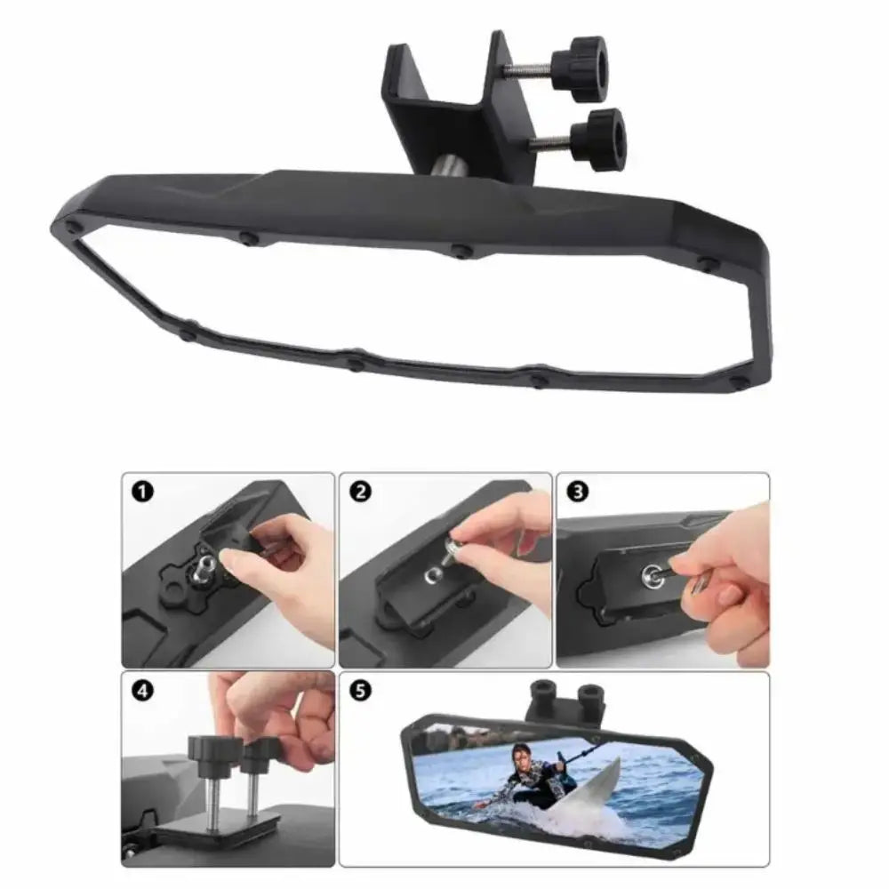 Heavy Duty Marine Rearview Mirror Stainless Steel Rustproof Universal Boat Mirror Wide Angle Convex Lens Anti Vibration Zpaxo