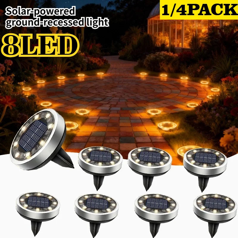 1- LED Outdoor Solar Power Floor Lamps Waterproof Underground Lawn Zpaxo