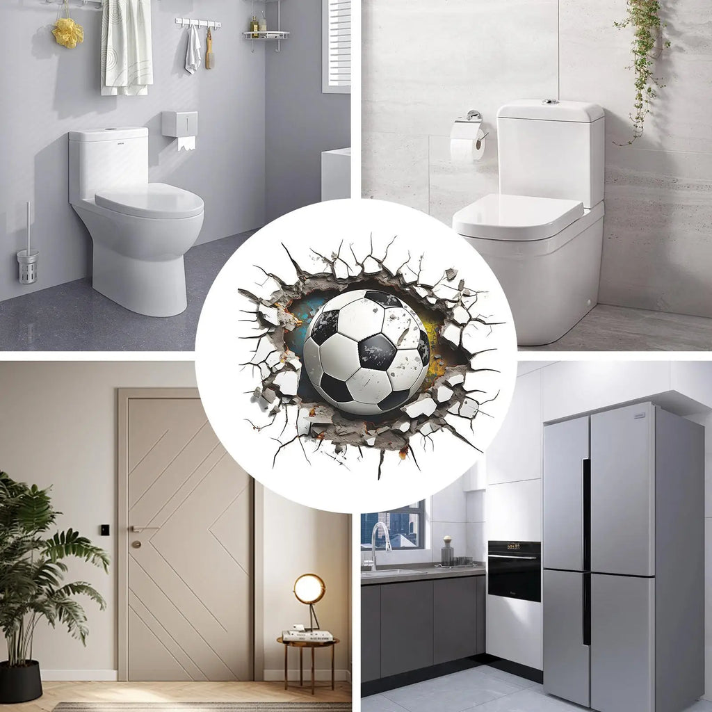 Football Stickers 3D Visual Effect Soccer Wall Decal Decor Boys