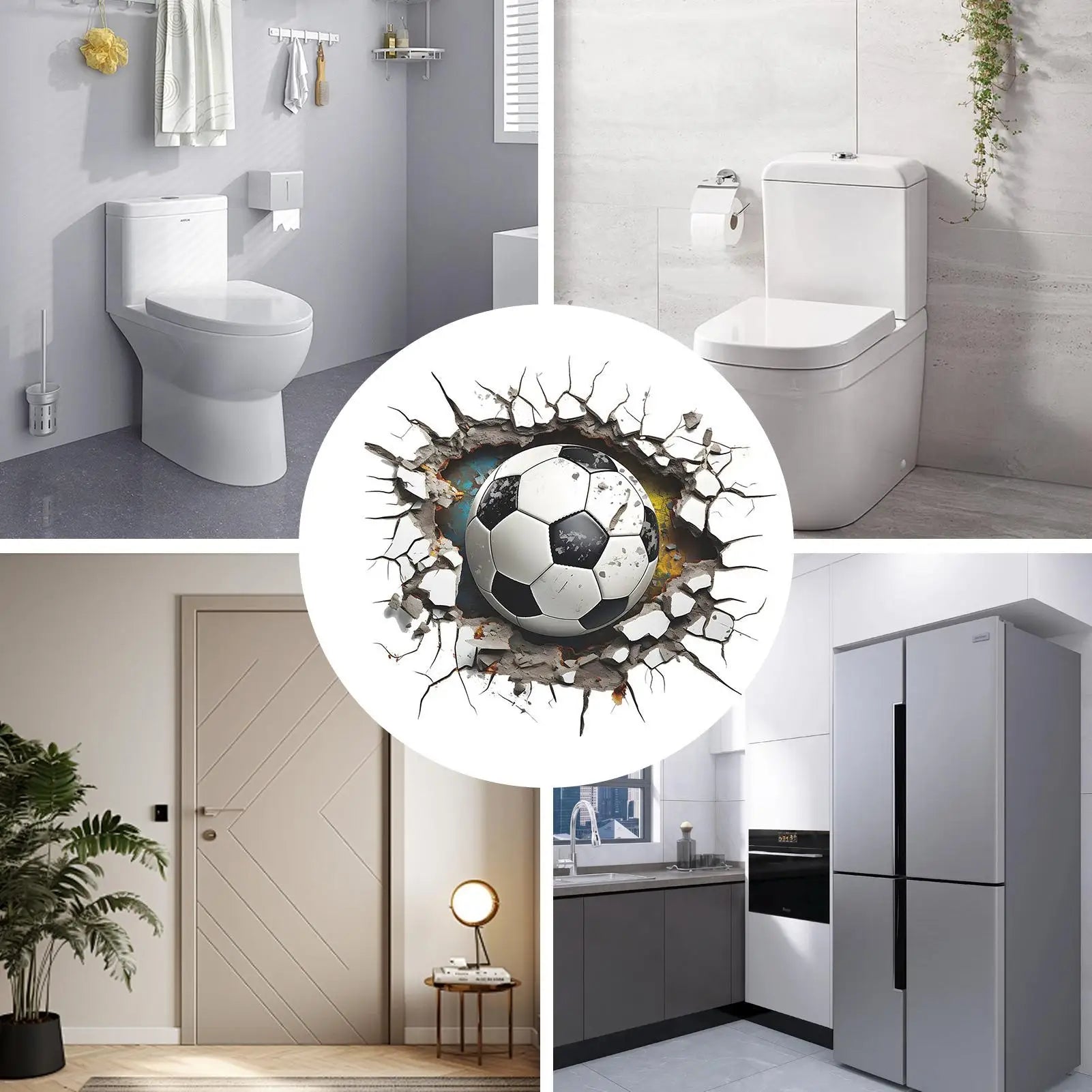 Football Stickers 3D Visual Effect Soccer Wall Decal Decor Boys