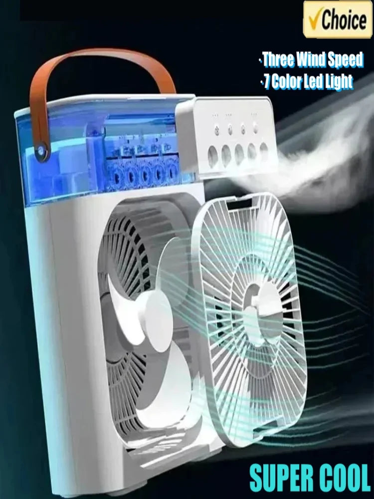 Desk Fan Night Light Rechargeable Portable Electric Desktop 5 Holes