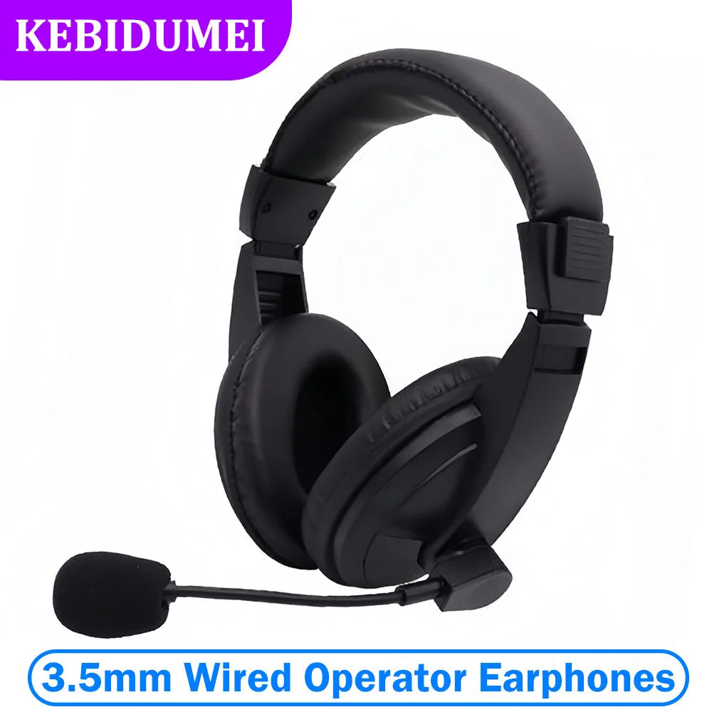 Wired Headphones Operator Headsets Mic Noise Reduction Earphones