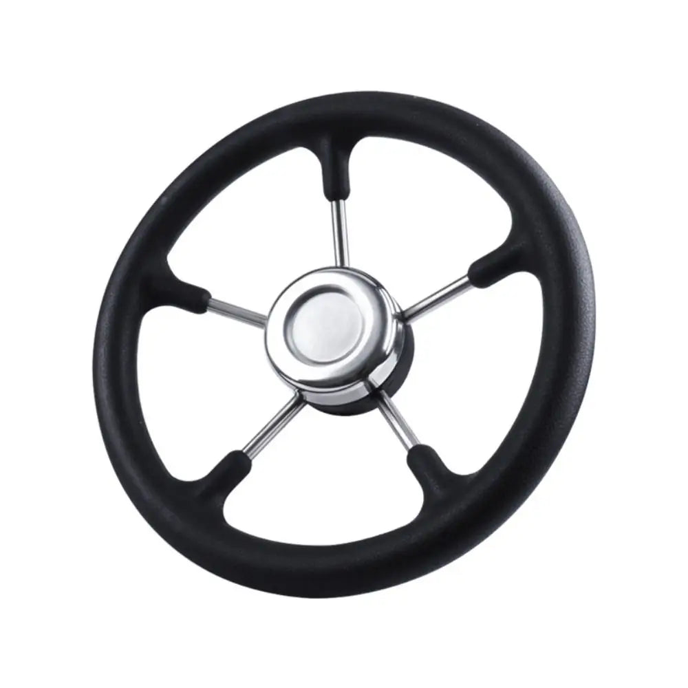 Stainless Steel Boat Steering Wheel 5-Spoke Design Polished Marine Steering Wheel Anti-Skid Black Foam Grip Yacht Accessories Zpaxo