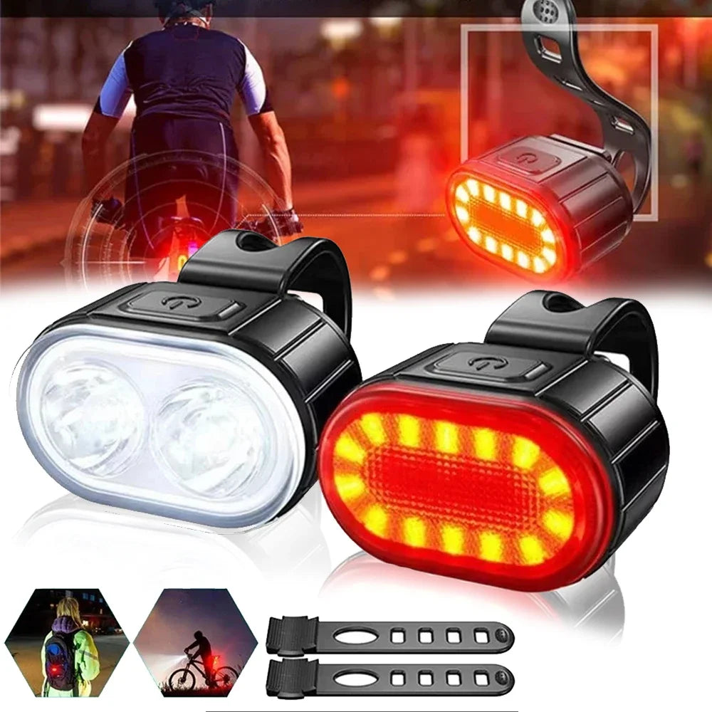 USB Rechargeable Bike Light Set – LED Front & Rear MTB Lights
