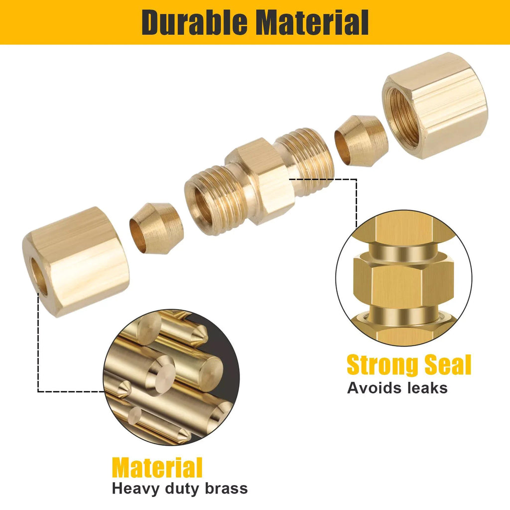 Straight Brass Brake Line Compression Fitting Union 3 16 OD Tube
