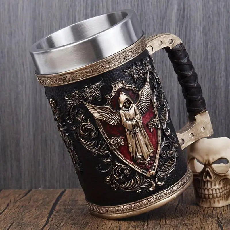 Skull Mug Collection Stainless Steel Insert Resin Beer Danegeld
