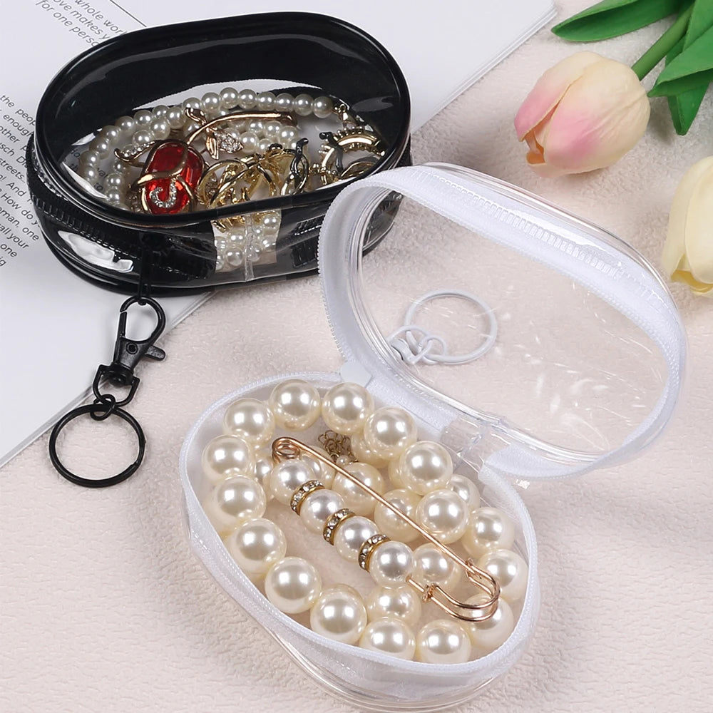Transparent Mini Zipper Storage Bag Portable Clear Charging Cable Keychain Organizer Bag Waterproof Cosmetic Bag Coin Purse Zpaxo