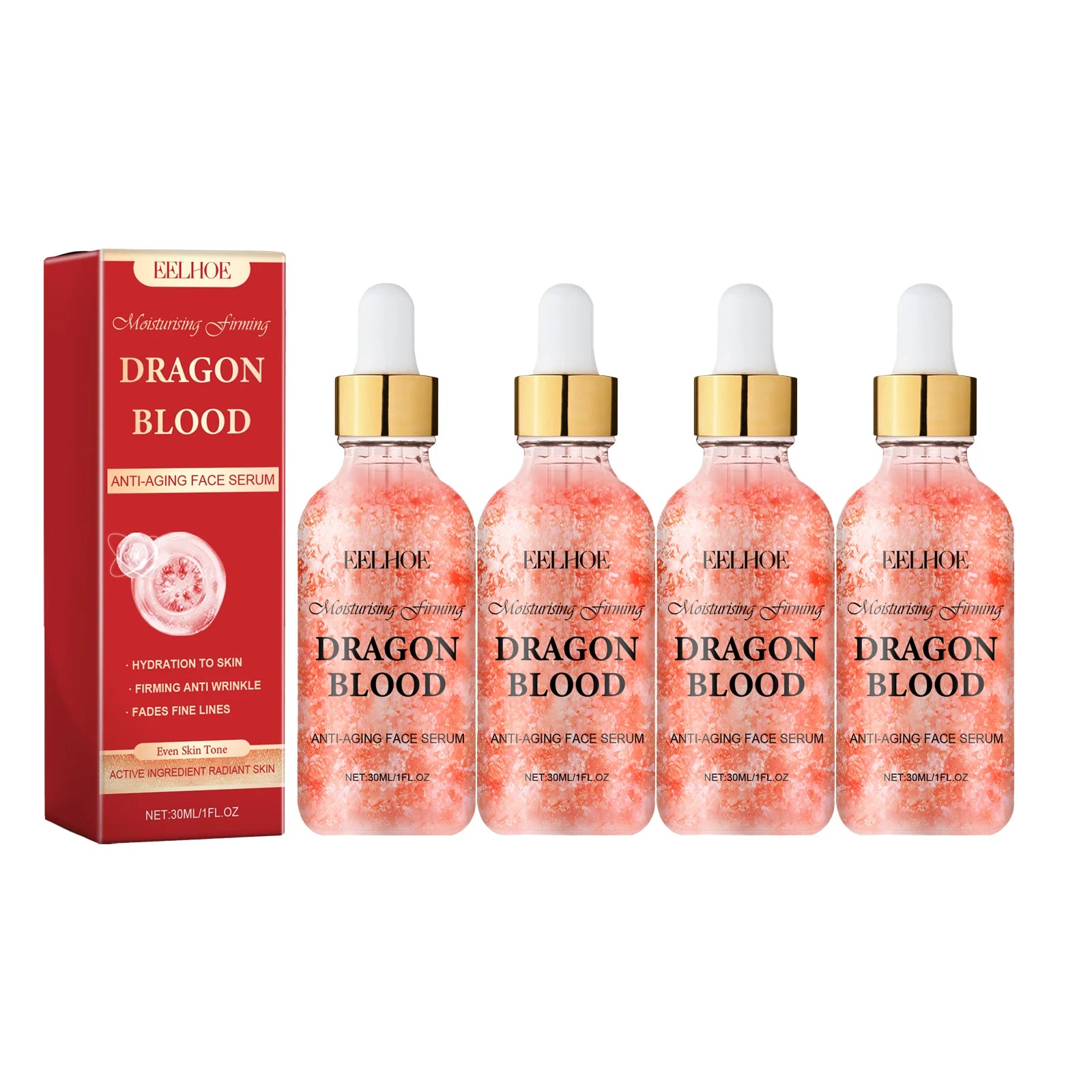 EELHOE Dragon Blood Placenta Royal Anti Aging Serum Fast Wrinkle Reduction Firming Lifting Brightening Moisturizing Face Care Zpaxo 4PCS
