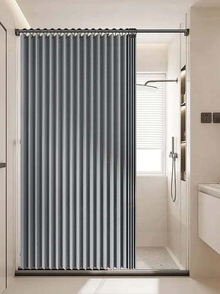 Foldable Magnetic Bath Curtain Waterproof Bathroom Curtain with 14 Hooks Privacy Bathroom Divider Modern for Bathroom Zpaxo