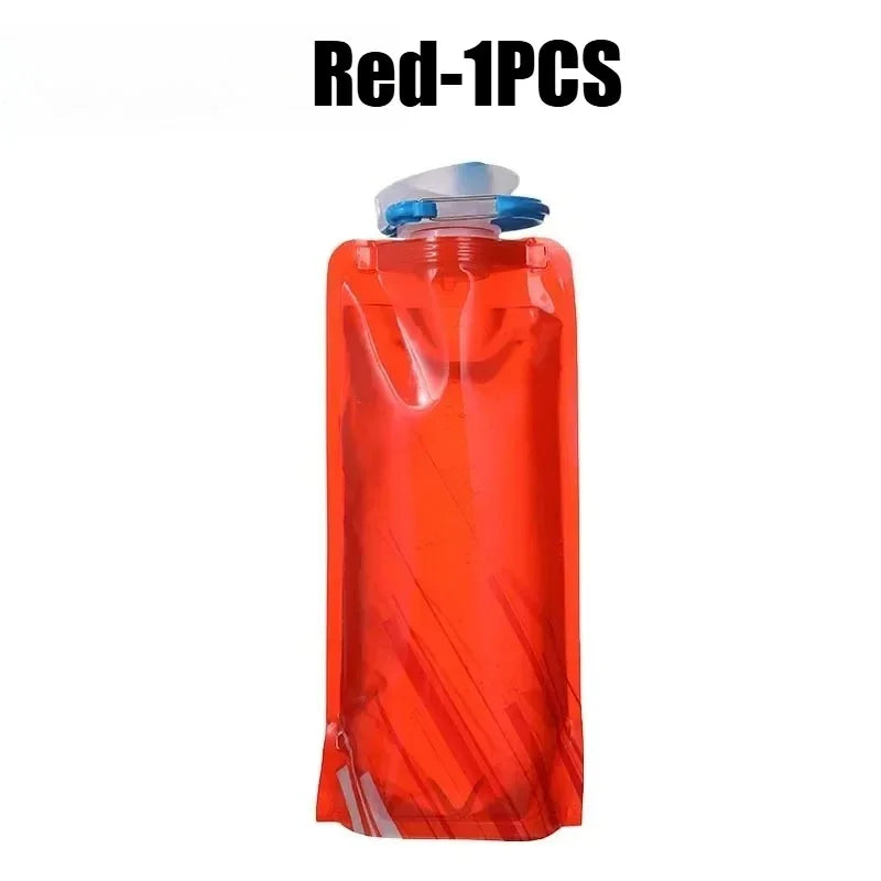 Collapsible Water Bottle Flexible Reusable Travel Kettle Carabiner Zpaxo Red-1PCS 700ML