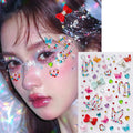 3D Diamond Face Tattoo Stickers Colorful Glitter Crystal Eye Makeup Diamond Stickers DIY Self-Adhesive Butterfly Rhinestones Zpaxo NK-LT-183