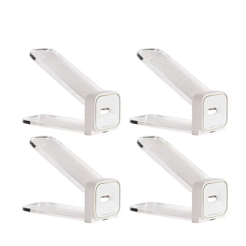 New 4PCS Adjustable Double-layer Shoe Holder and Shoe Cabinet for Household Use, Storing Plastic Shoe Racks To Save Space Zpaxo cream 4pcs