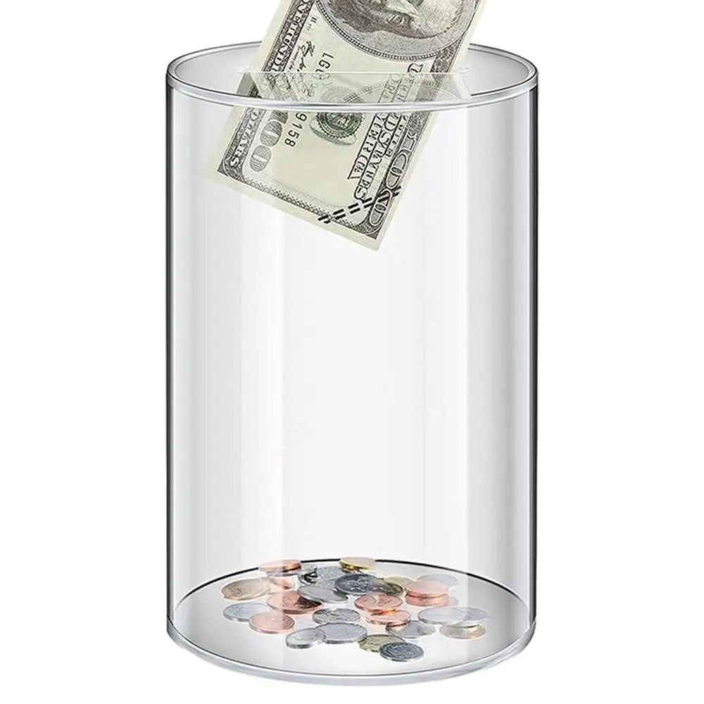 Large Clear Acrylic Piggy Bank – Coin & Bill Money Saving Jar