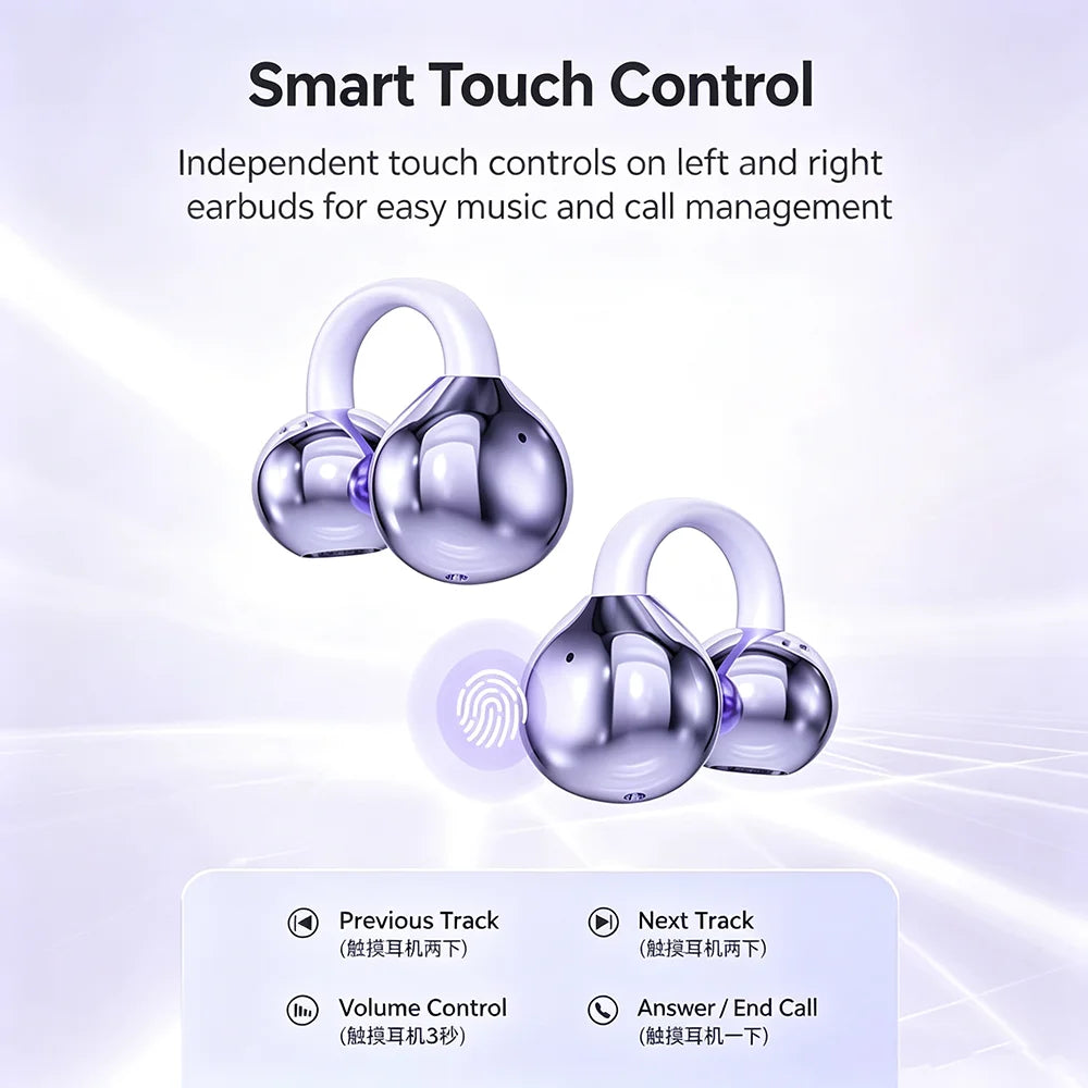 KEBIDUMEI Open Ear Bluetooth 5 4 Earphones Clip Wireless Earbuds ENC