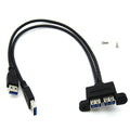 Dual USB 3 0 Male Female Extension Cable Screw Panel Mount Holes