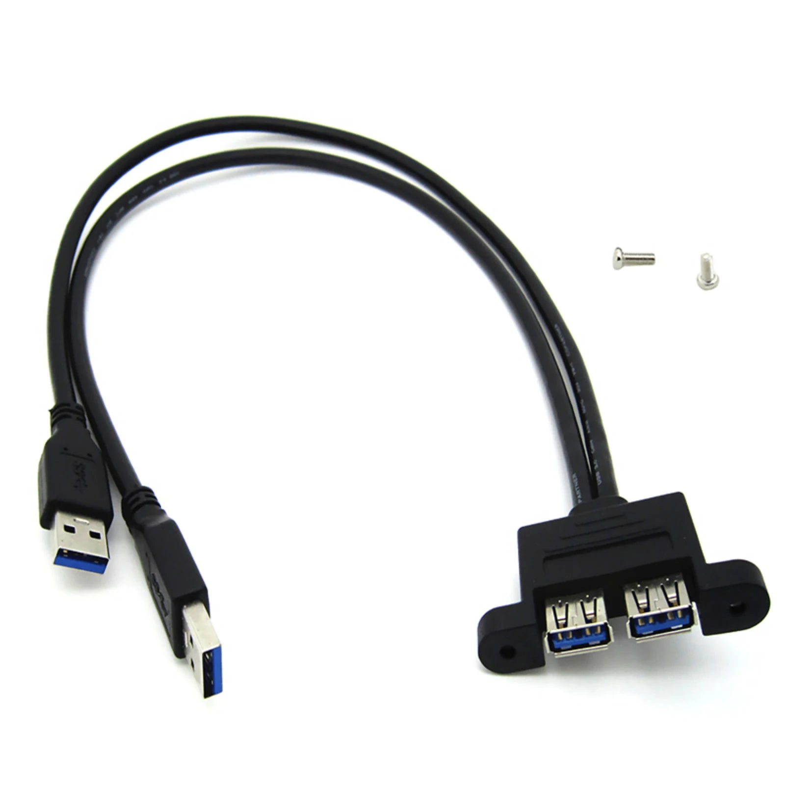 Dual USB 3 0 Male Female Extension Cable Screw Panel Mount Holes
