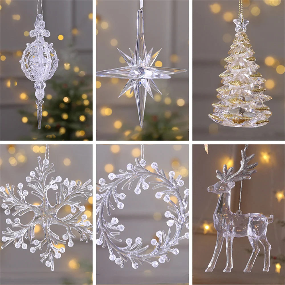 3D Crystal Snowflake Christmas Tree Hanging Ornaments 2025