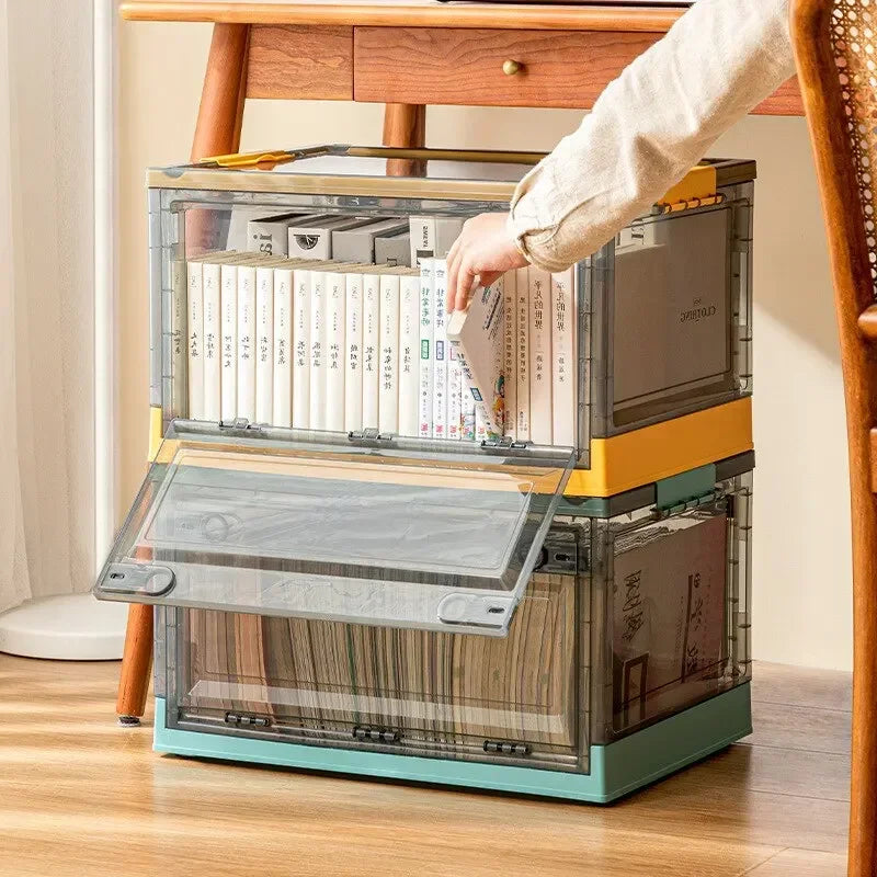 1pc Foldable Storage Trunk Open Storage Box Transparent Storage Box Home Wardrobe Clothes Organizer Large Capacity Clear Plastic Zpaxo
