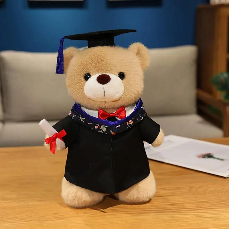 Graduation Stuffed Bear Soft Plush Toy Stuffed Animal With Gown Hat Cute Throw Pillow High School Home Decor For Preschool Zpaxo