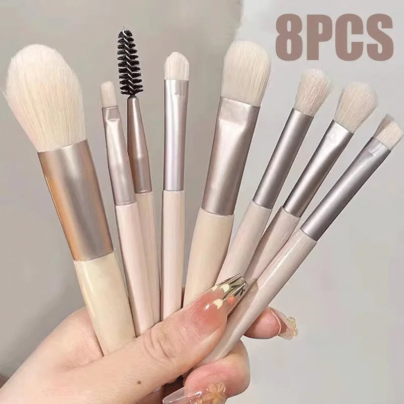 8pcs Makeup Brush Set for Face Loose Powder Blush Concealer Eyeshadow Radiant Look for Christmas Parties Travel-Friendly Design Zpaxo
