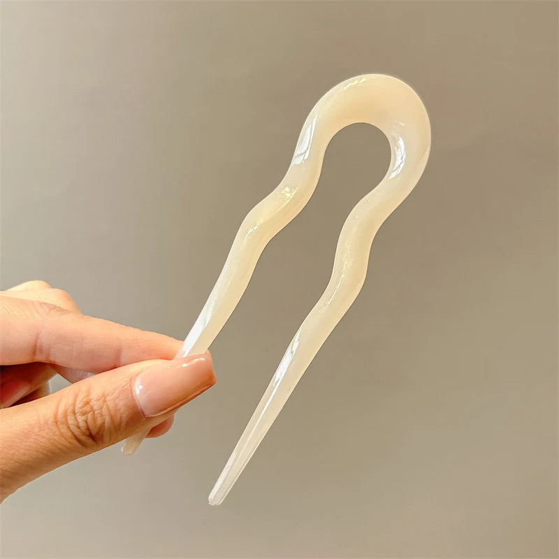 U-Shaped Hair Fork Fashion Tortoiseshell Acetate Acrylic Hairpin Geometric Headwear Hair Sticks Women Girls Hair Accessories Zpaxo fz-color d