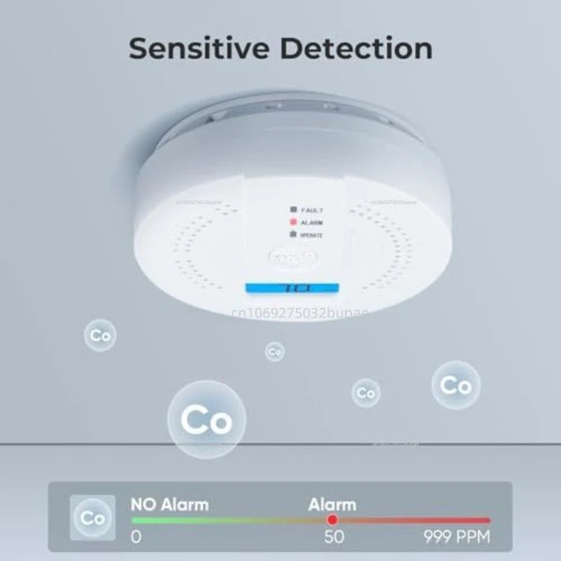 Independent CO Alarm Sensor Carbon Monoxide Alarm Detector High Sensitive Warning LED Display CO Alarm Battery Powered Zpaxo