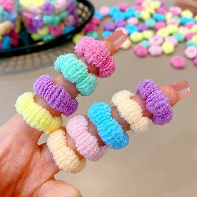 100Pcs Children Elastic Hair Bands Girls Colorful Hair Ties Ponytail Holder Rubber Bands Small Scrunchie Kids Hair Accessories Zpaxo