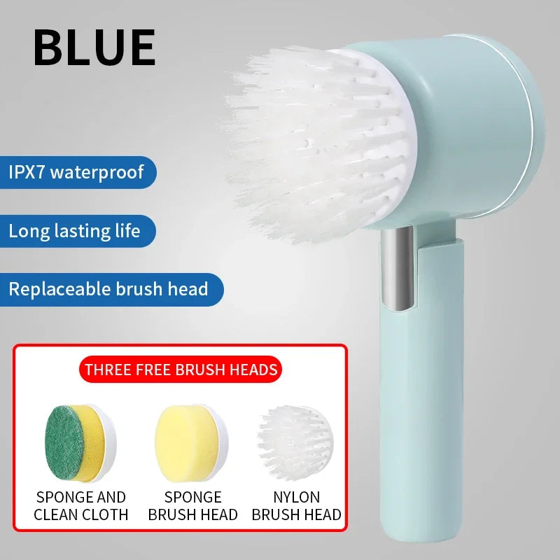 Wireless Handheld Electric dishwasher Kitchen Rechargeable Electric Cleaning Brush Bathroom Tile Professional cleaning Machine Zpaxo SKY BLUE