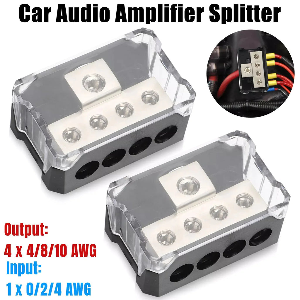 Car Audio Power Ground Amp Distribution Block 0 2 4 Gauge Input 8 10