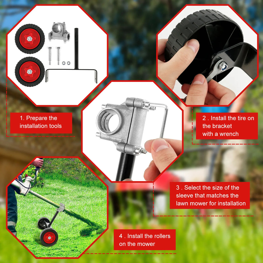 Support Wheels Auxiliary Wheels Adjustable 26mm-28mm String Trimmer Wheel Mower Attachment for Walk-Behind String Trimmers Weed Zpaxo