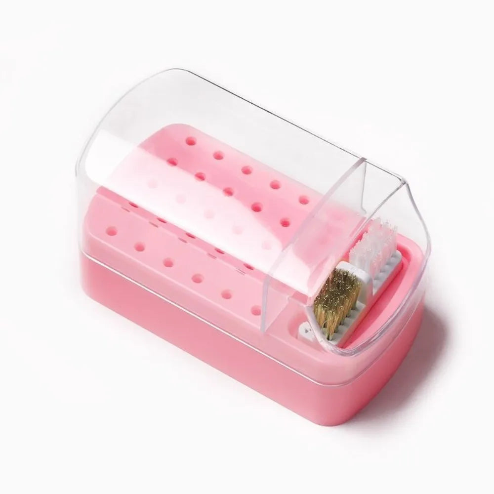 New 30 Holes Nail Drill Bits Organizer Box Acrylic Nail Salon Nail Art Display Stand Nail Art Drill Bit Holder Home Nail Art Zpaxo Pink