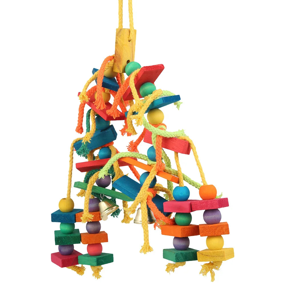 Wood Parrot Bird Toys Love Bird Cage Funny Training Bird Toys Cotton Rope Parrot Toy Bite Resistant Bird Tearing Toy Pet Product Zpaxo Colorful