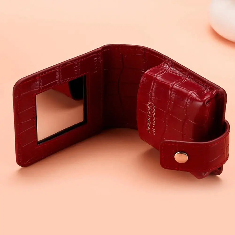 1/3PCS PU Leather Lipstick Bag Women Travel Cosmetic Bag with Mirror Small Storage Bags Portable Makeup Bag Mini Toiletry Organi Zpaxo