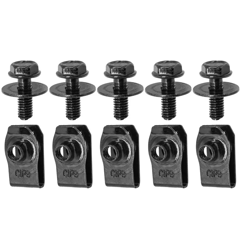 5 M6 Car Body Bolts U-clamp U-nut Clips Black Screw Clamping Splash Zpaxo 10pcs
