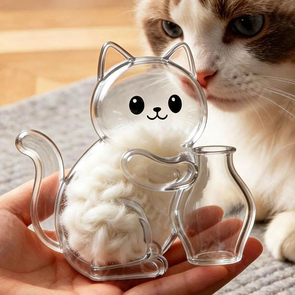 Cute Cat Fur Whiskers Transparent Hair Storage Box Refrigerator Magnets Pet Fur Keepsake Capsule DIY Souvenirs Cat Whiskers Zpaxo