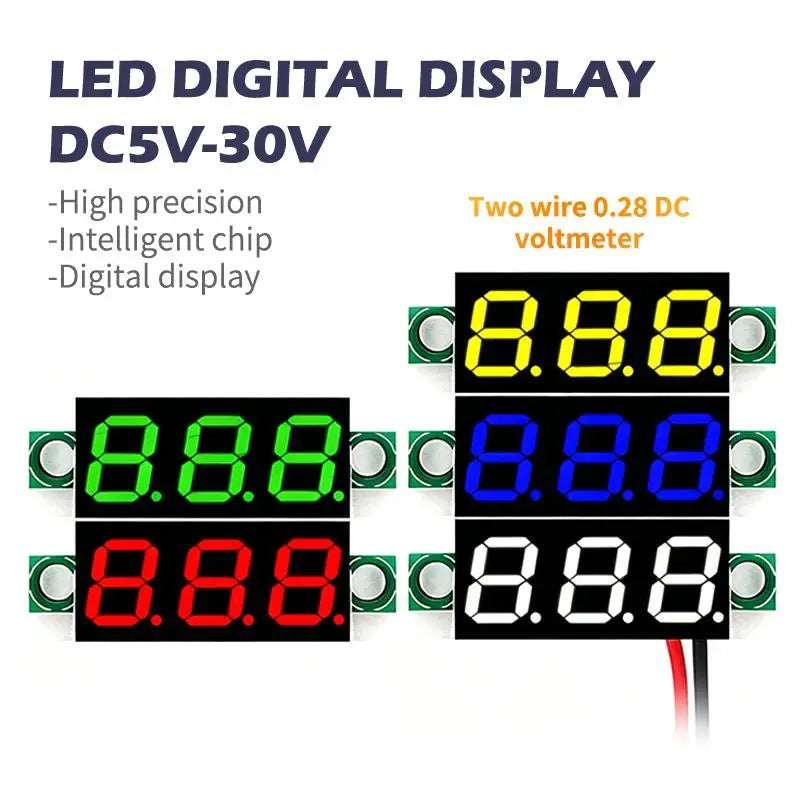 DC 5–30V LED Digital Voltmeter – 0.28" Mini Voltage Tester