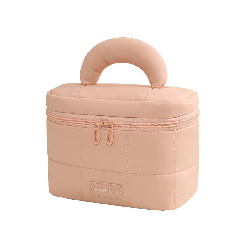 Large Capacity Cloud Open Makeup Bag – Travel Toiletry Organizer Travel Makeup Bag Zpaxo Pink