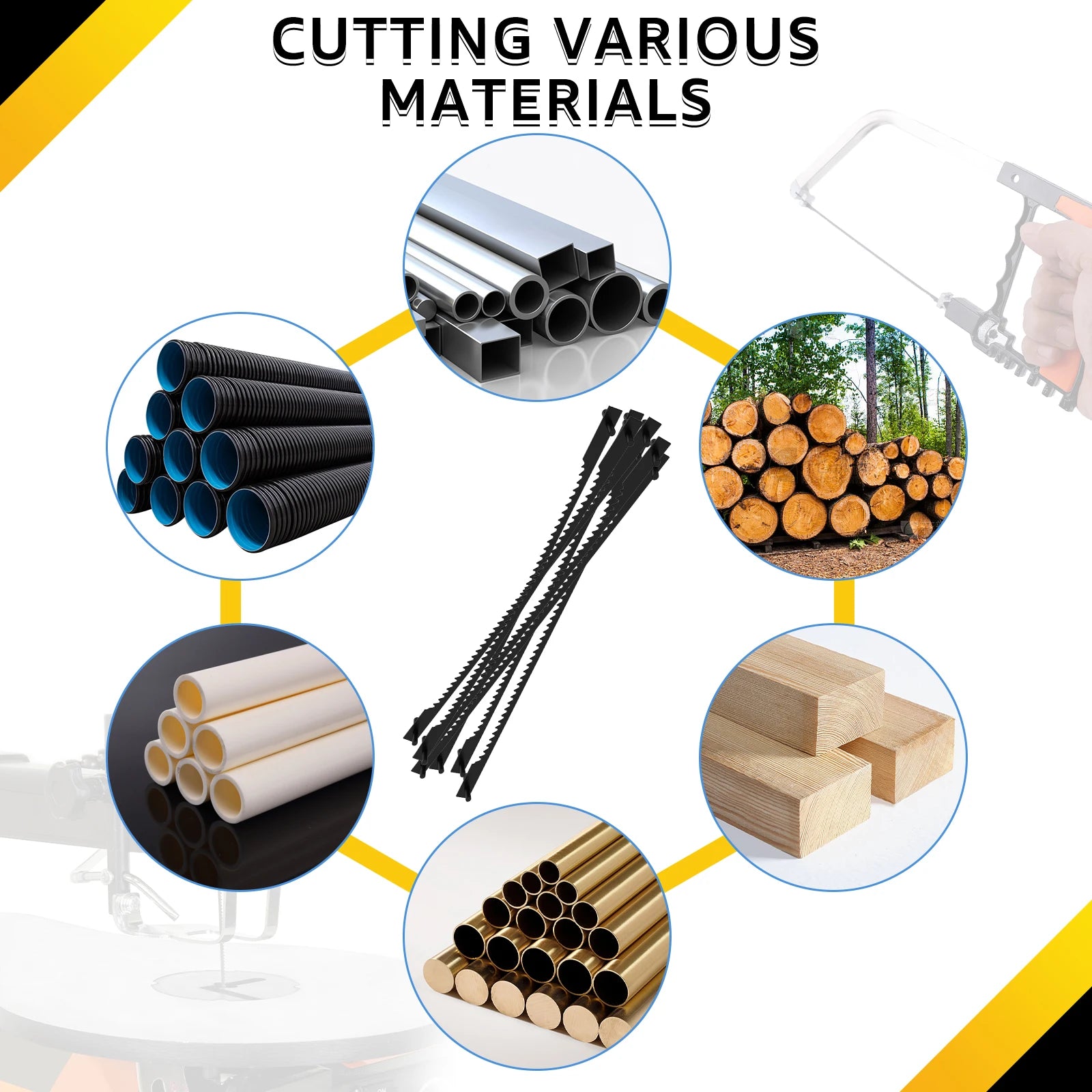 42PCS 3 Inch Wood Pruning Scroll Saw Blade Set 18TPI SK5 HCS Pin End Scroll Saw Blade for Wood and PVC Pipe Cutting Sharp Teeth Zpaxo