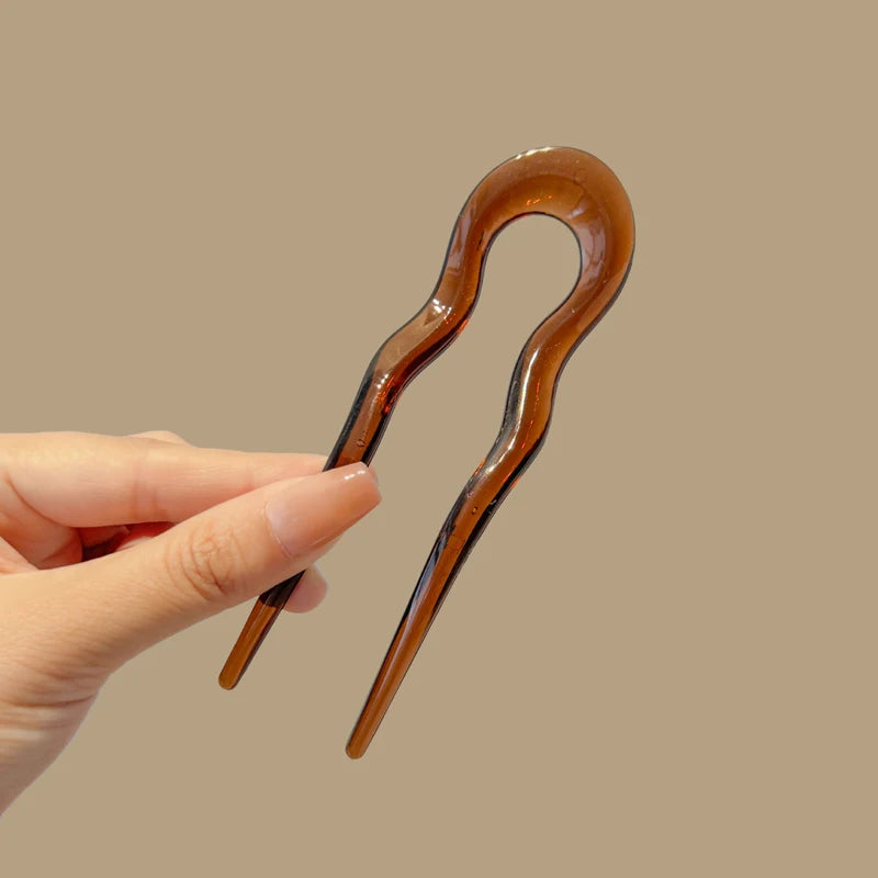 U-Shaped Hair Fork Fashion Tortoiseshell Acetate Acrylic Hairpin Geometric Headwear Hair Sticks Women Girls Hair Accessories Zpaxo